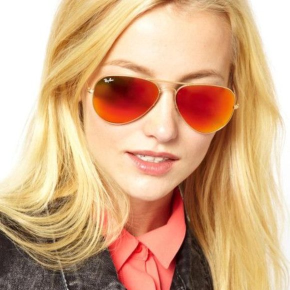 Aviator pilot Gold Orange Ray-Ban Sunglasses - Picture 6 of 7